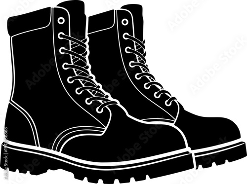 Combat boot silhouette vector illustration