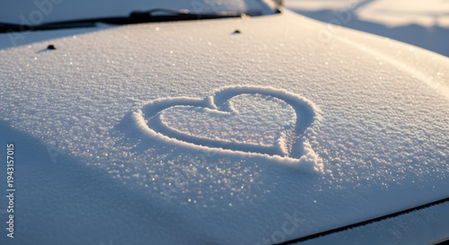 lowe heart on snow on the car