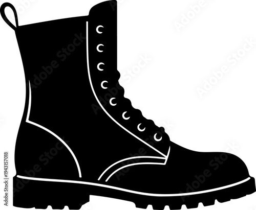 Combat boot silhouette vector illustration