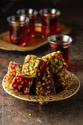 Traditional Turkish delights and black tea.