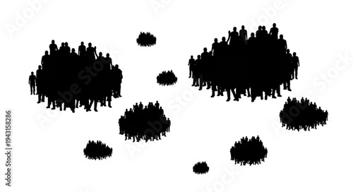 Silhouetted Crowds - A Visual Representation of Group Dynamics and Social Gatherings.