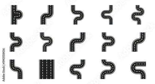 Collection of Winding Road Sections for Map Design.