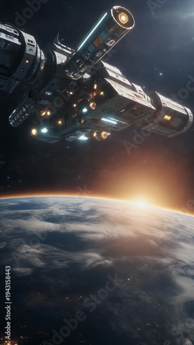 Space Station Orbiting Earth Commercial Space Infrastructure