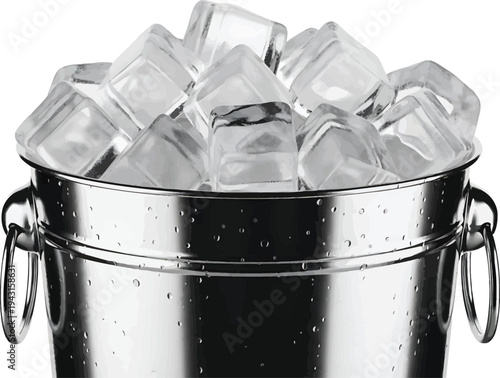 Ice Cubes in Metal Bucket