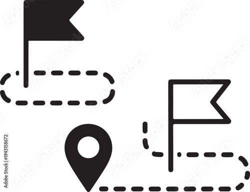 Set of flat and outline icons related to navigation, gps, location, route. Linear icon collection.