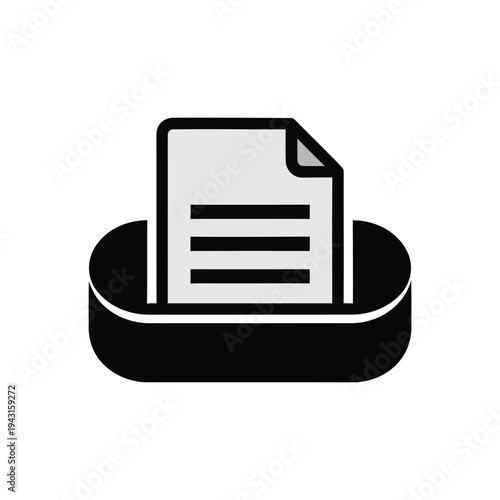Document In Tray Print Icon Illustration.