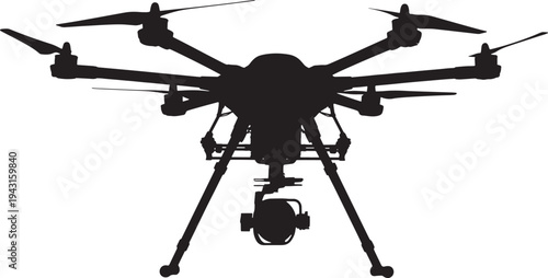 drone with camera and propellers on transparent background