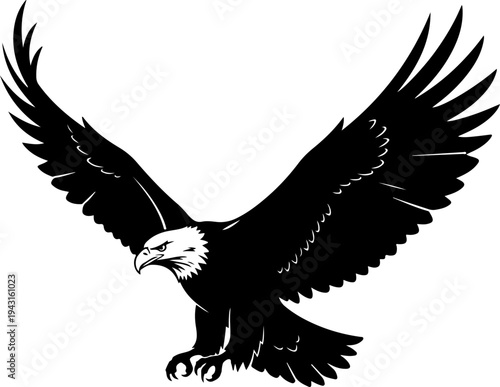 Powerful eagle silhouette vector illustration