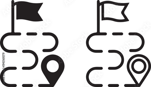 Set of line icons related to navigation, map pin, location, GPS. Outline icons collection.