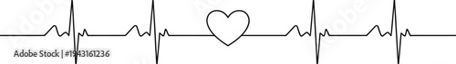 Ecg heart rhythm with a stylized heart symbol