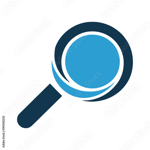 A magnifying glass focusing on a blue circular target with a gradient effect