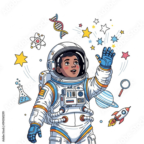 Astronaut in Space Suit with Stars.