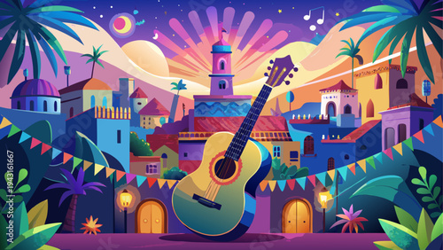 Silhouette of a person dancing in vibrant neon light effects