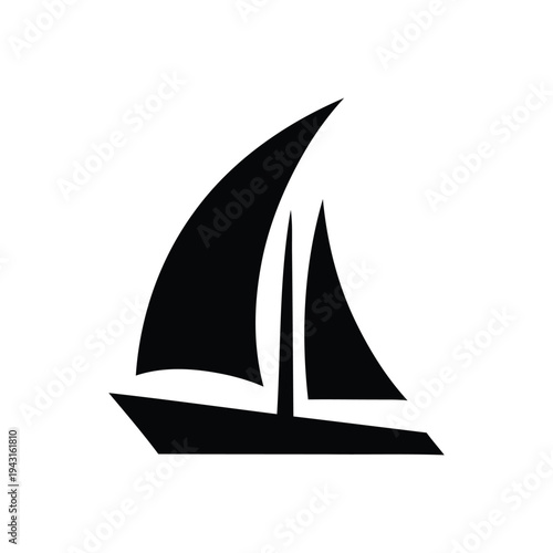Sailboat silhouette graphic on white background.