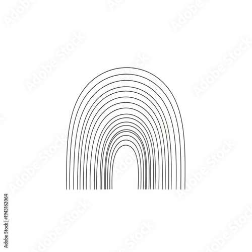 Black Rainbow Made of Dots and Lines.