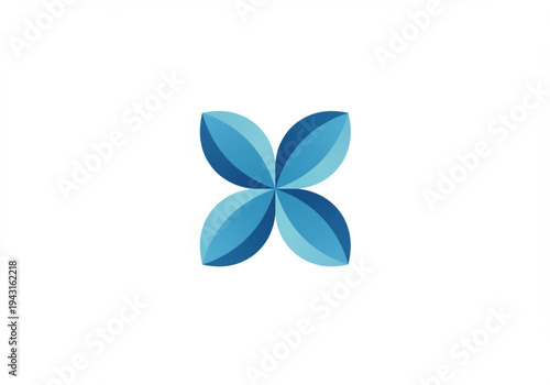 Blue Four Petal Flower Logo Design Element.