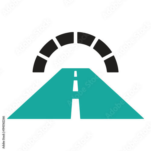 Diagram of a roundabout merge onto a curved roadway