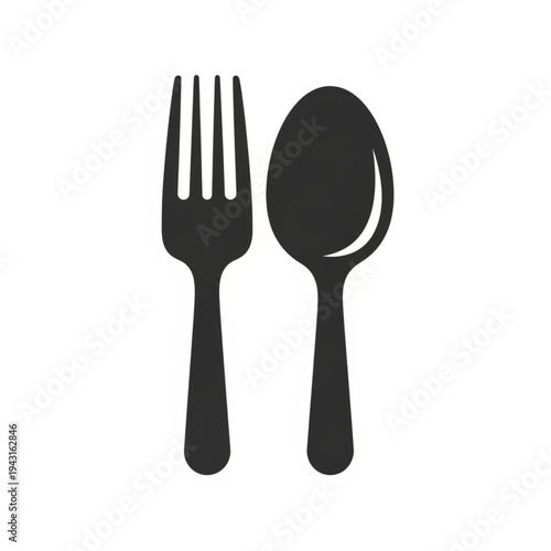 Black Fork and Spoon Silhouette Illustration.