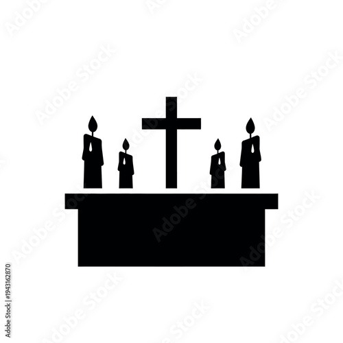 Altar with cross and candles religious symbol.