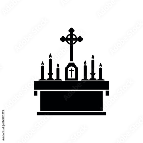 Altar with Cross and Candles.