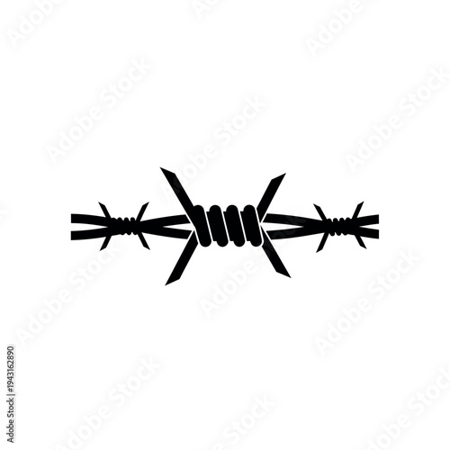 Barbed wire fence element isolated.