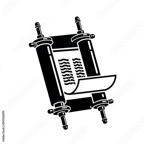 Ancient Torah Scroll Jewish Religious Text.