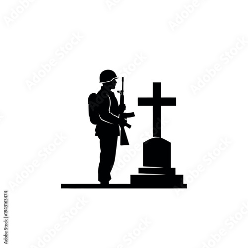 Soldier Silhouette at Grave.