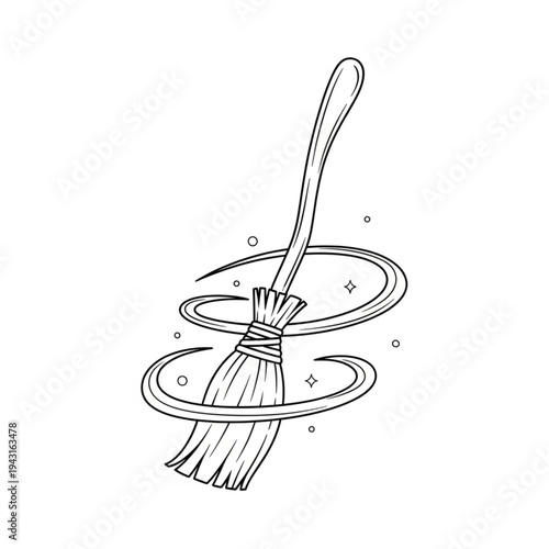 Broomstick Illustration with Dust and Debris.