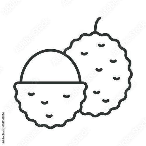 Lychee icon in line design. lychee fruit tropical food fresh organic sweet healthy farm market nutrition dessert ingredient on white background vector. lychee editable stroke icon