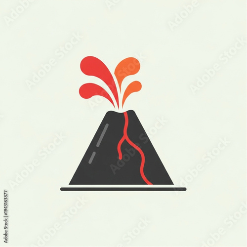 Erupting Volcano with Lava and Ash.