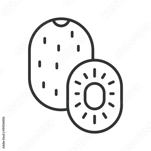 Kiwi icon in line design. kiwi fruit fresh organic sweet healthy tropical food farm market nutrition dessert ingredient on white background vector. kiwi editable stroke icon