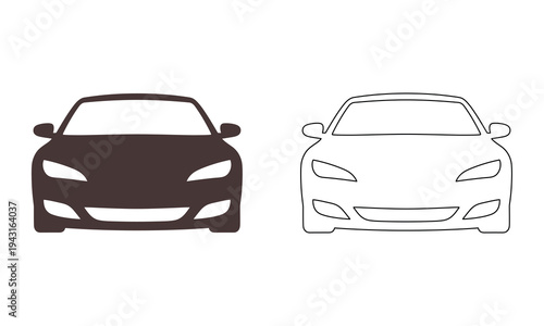 Car silhouettes and line drawing comparison