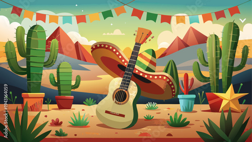 Hand holding a colorful striped paper fan against palm trees