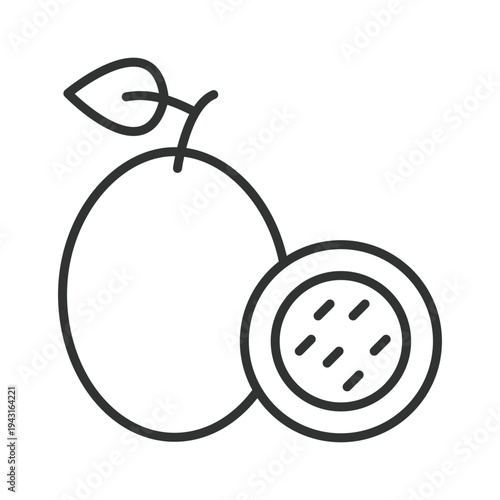 Passion fruit icon in line design. passion fruit tropical fruit food fresh organic sweet healthy farm market nutrition dessert ingredient on white background vector. passion fruit editable stroke icon
