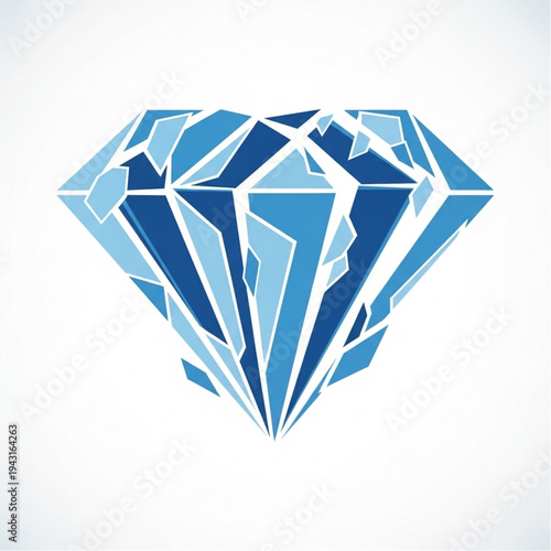 Blue Diamond Jewel Icon Illustration Design.