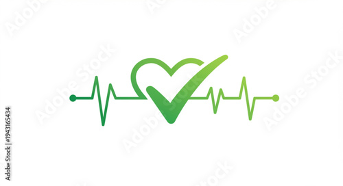 Green Heartbeat Logo with Checkmark Symbol.