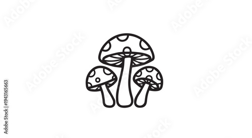 Spotted Mushroom Trio Vector Illustration Forest Fungi Concept
