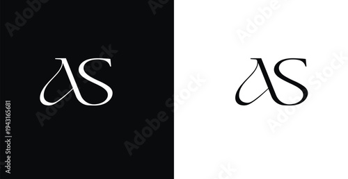 A stylized logo featuring the letters AS in a modern font on a black and white background