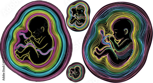 Set of 3 colorful vector fetuses icons