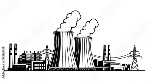 Nuclear Power Plant Illustration.