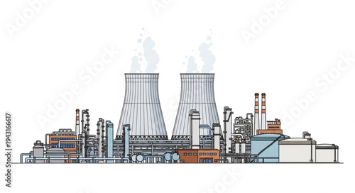 Nuclear Power Plant Illustration.