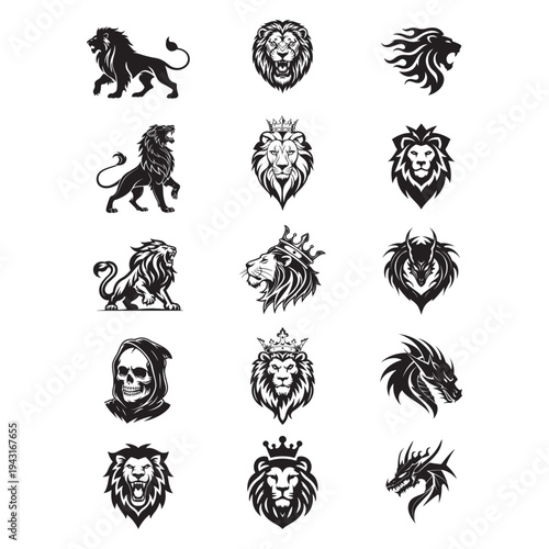 Fantasy Animal and Character Vector Emblems Collection