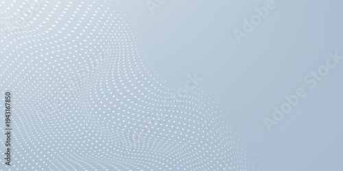 Dots bacground wave lparticle on white, gray color vector. Modern graphic design. Flowing halftone, gradient curve shape for data futuristic, texture