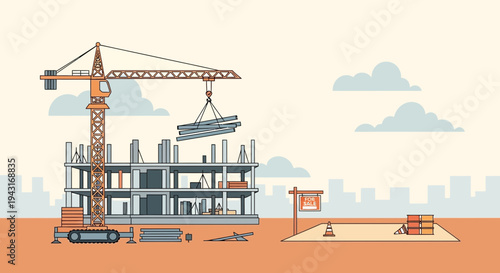 Construction Site with Crane and Building 1.