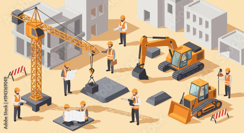 Construction Site with Crane and Machinery 3.