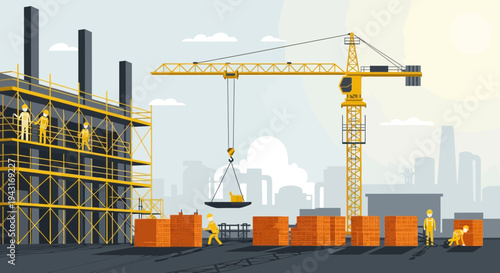 Construction Site with Crane and Workers 9.