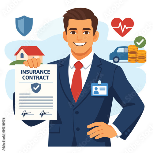 Insurance agent presenting an insurance contract