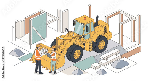 Construction Site with Workers and Machinery 4.