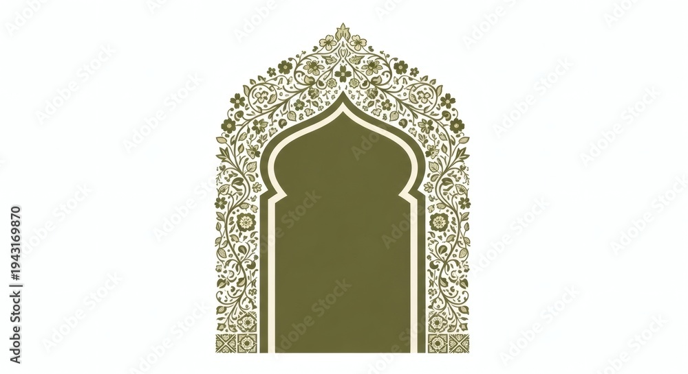 Fototapeta premium Ornate decorative archway with intricate botanical patterns, an elegant frame for invitations, banners, and cultural design templates