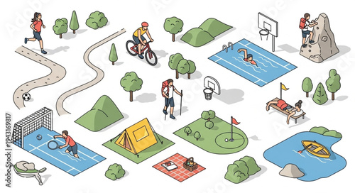 Outdoor Activities Infographic Elements Collection.
